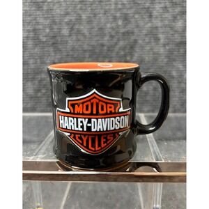 Harley-Davidson Mini Mug Shot Glass Black Orange Logo 2014 Memory Company F-46